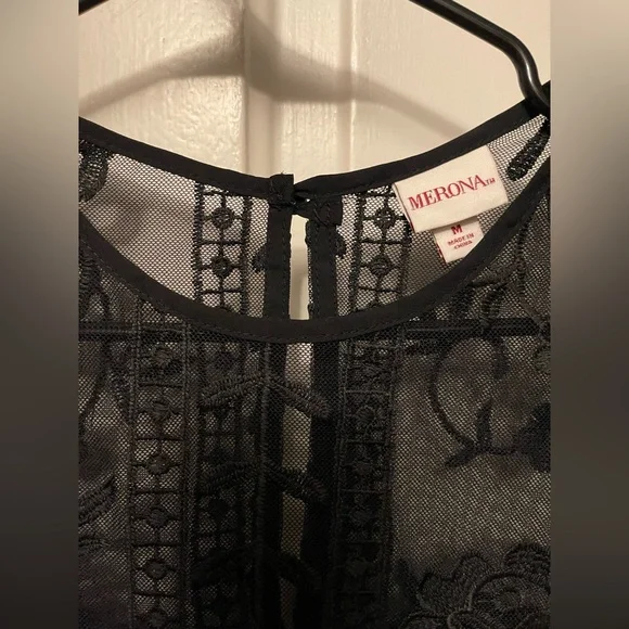 Merona Black Lace Blouse-NWOT - Picture 3 of 5